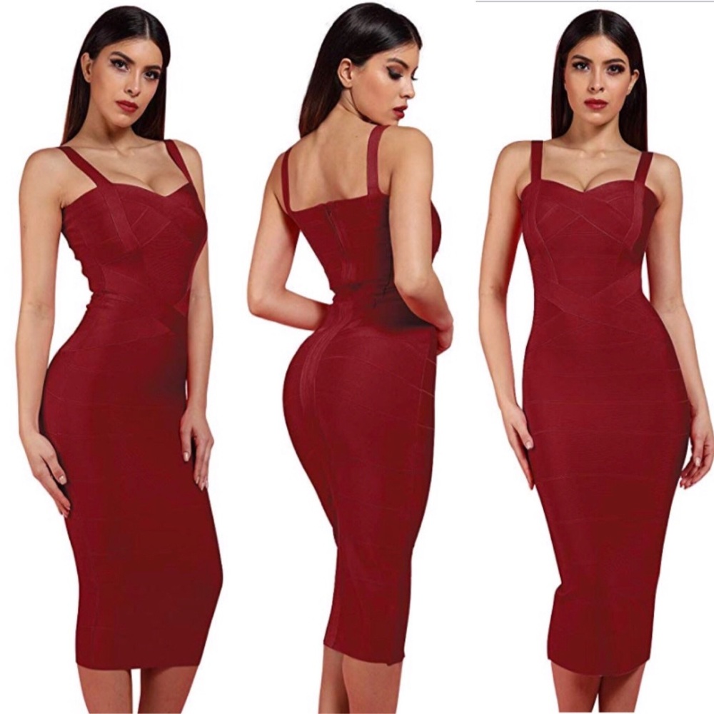 BCBG SPAGHETTI BANDAGE DRESS
